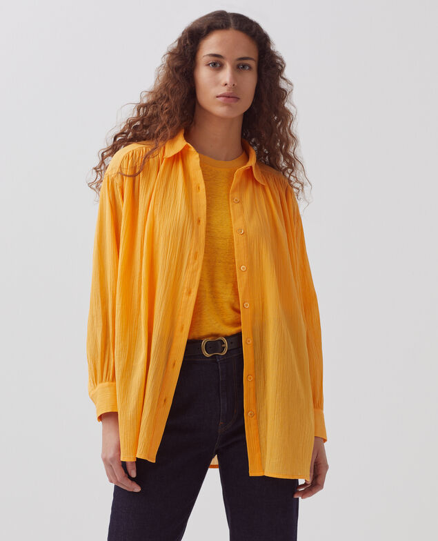 Blusa de algodón plisado H450 artisan's gold