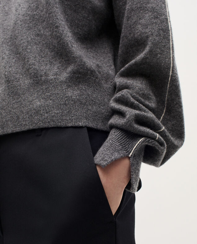 Jersey con cuello redondo de cachemir K073 gray st ecru