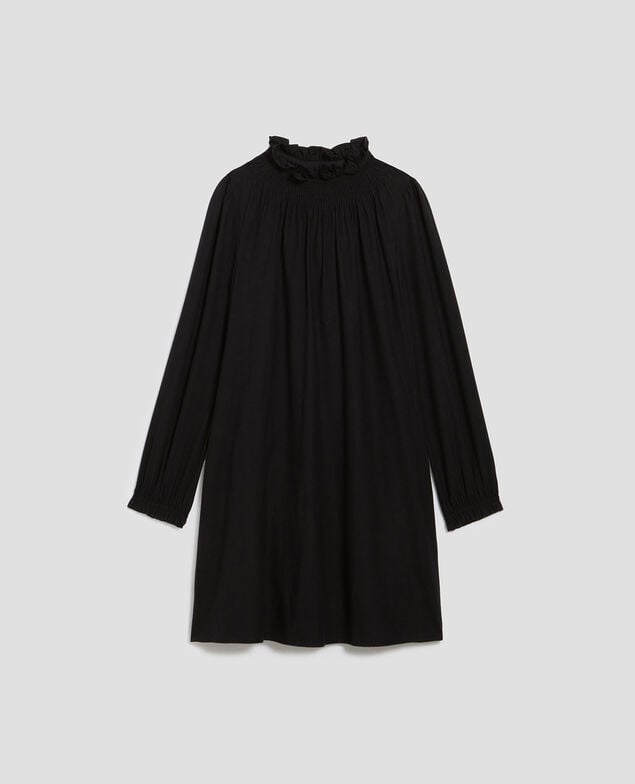AGLAÉ - Vestido corto de cuello con volantes H091 black beauty