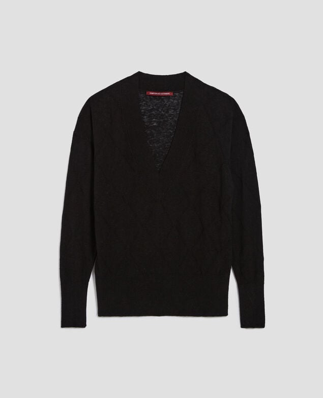 Jersey de manga larga con cuello de pico H091 black beauty