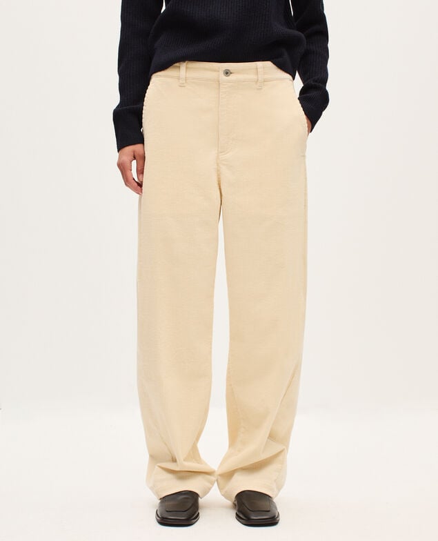 Pantalón barrel de pana U010 off white