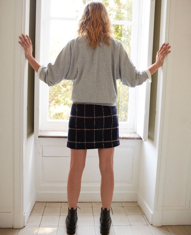 Falda recta Navy checks