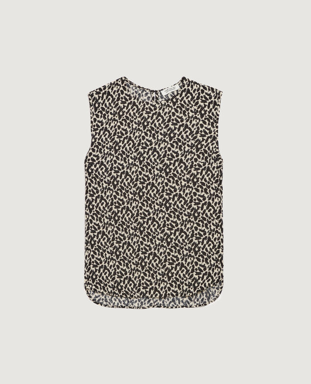 Top fluido sin mangas K010 leo ecru