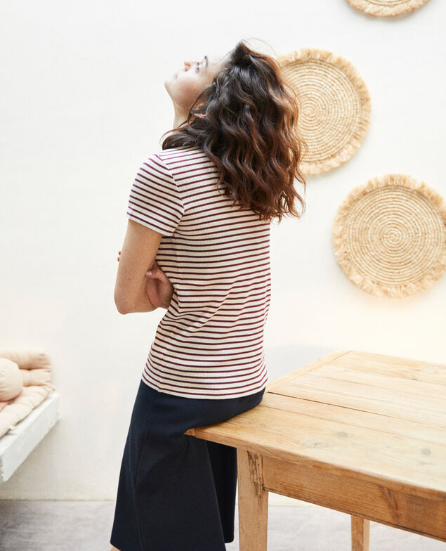 Camiseta de rayas Beige/red
