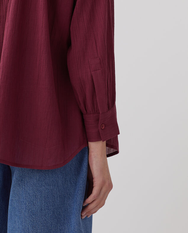 Blusa de algodón plisado J750 burgundy