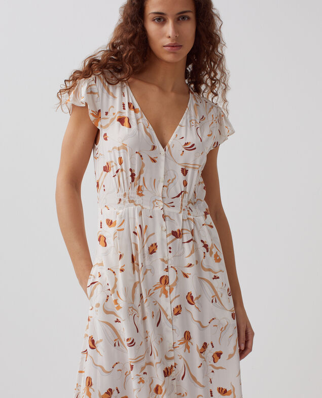 LUDIVINE - Vestido estampado fluido H302 delicate fl natural
