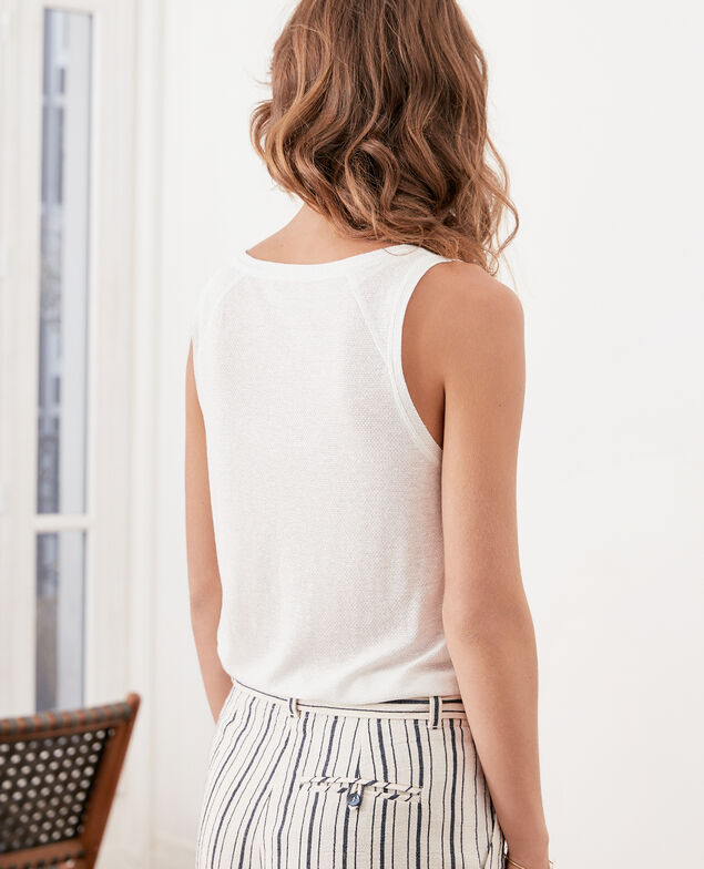 Camiseta de tirantes irisada con lino Off white