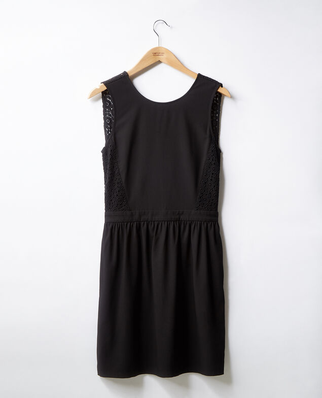 Vestido escote de pico en la espalda con encaje   Noir