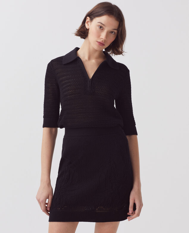 Falda corta de crochet con motivo floral H091 black beauty