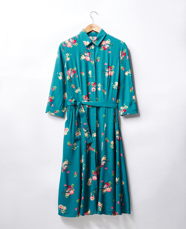 Vestido midi Fleurs pacific green