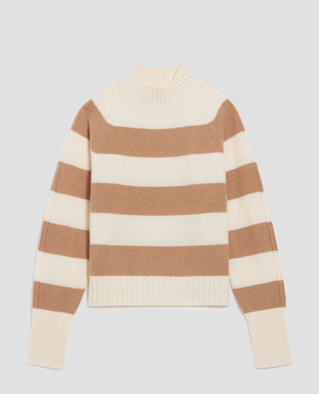 Jersey de cachemir con cuello alto I323 st ivory camel
