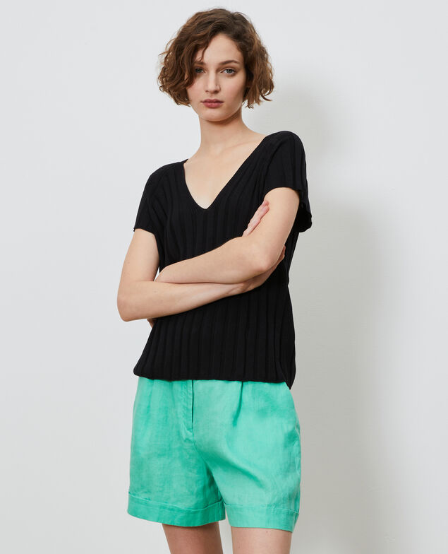 Jersey de punto canalé 3D Black beauty