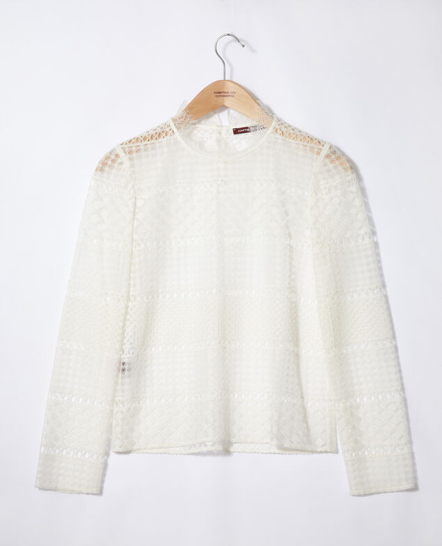 Blusa de encaje calado Blanco