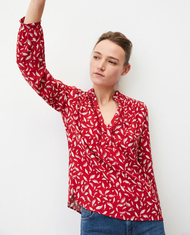 Blusa con cuello tunecino Earth red