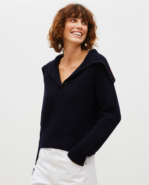 Jersey ancho cuello alto con cremallera de lana Night sky