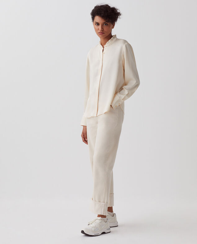 Camisa fluida con volantes U300 natural