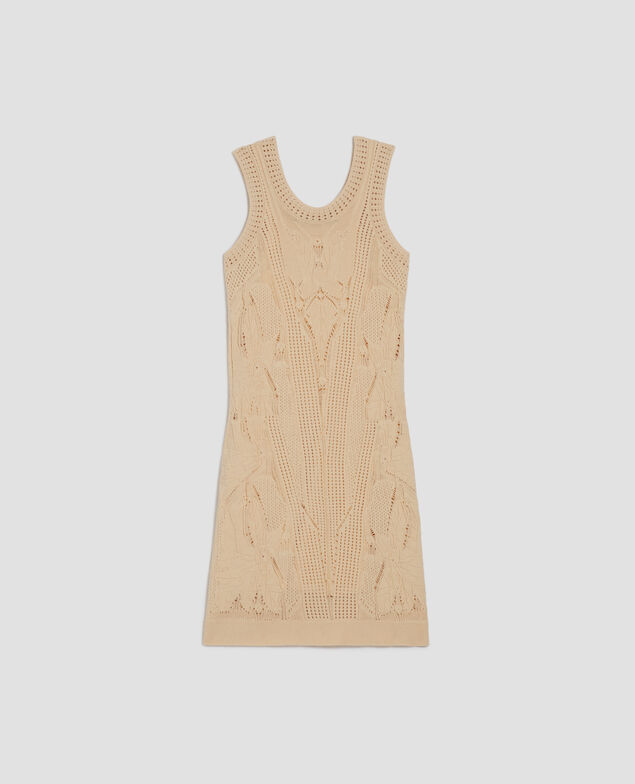 Vestido corto de crochet con motivo floral J300 natural