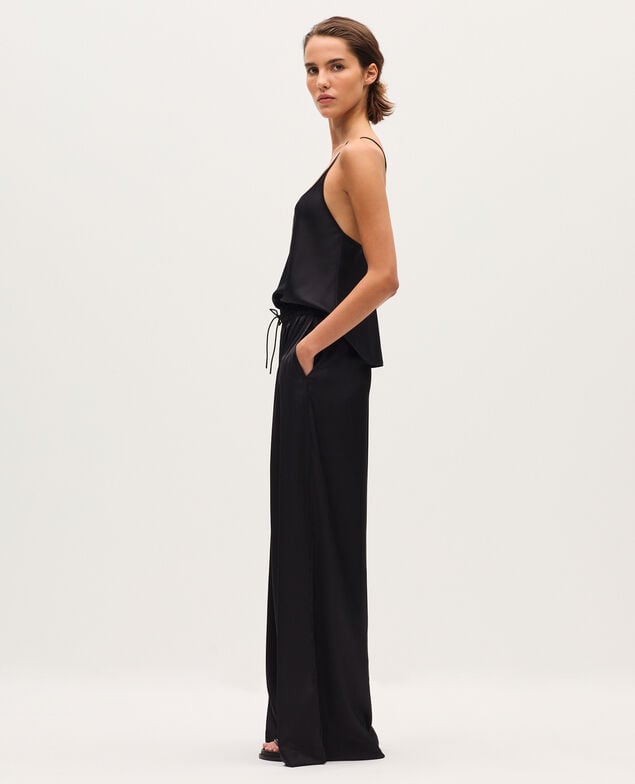Pantalón ancho fluido satinado H091 black beauty