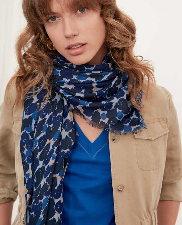 Fular estampado Blossom shadow indigo