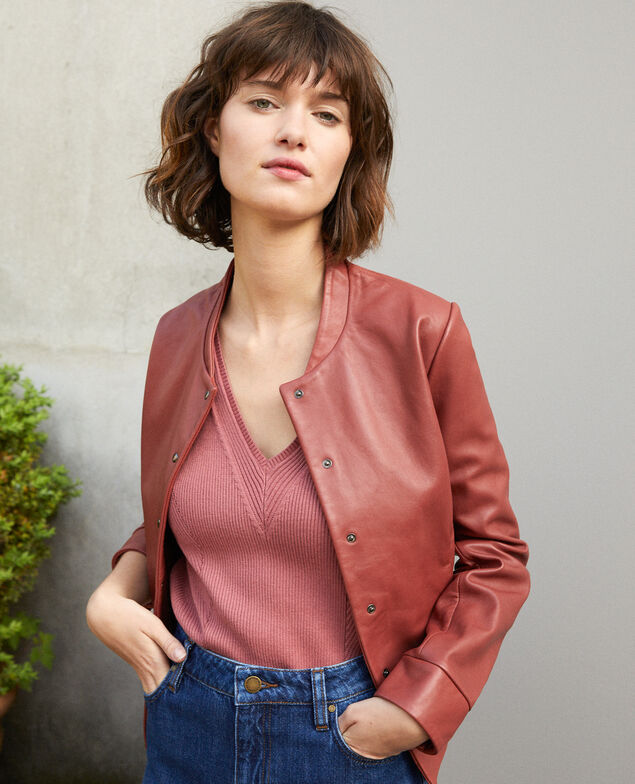 Chaqueta de cuero estilo bomber Cowhide