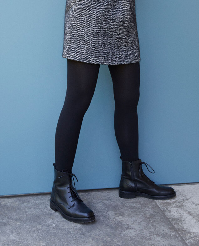 Botines de piel lisa Negro
