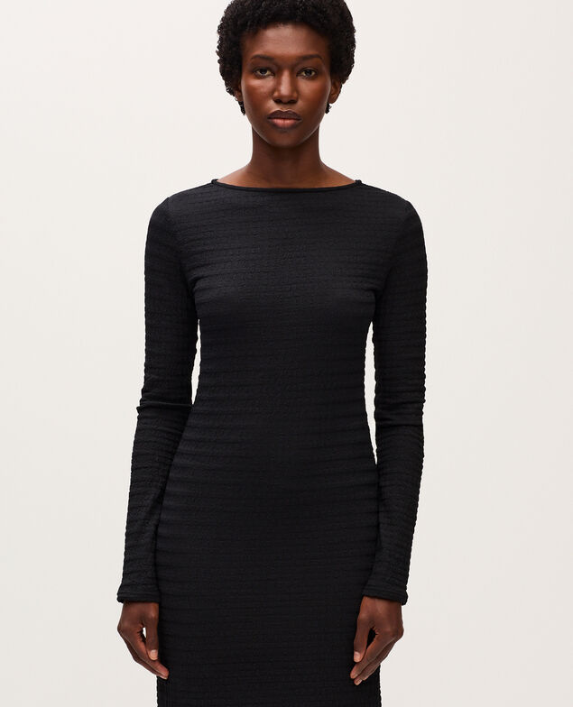 Vestido largo con textura H091 black beauty