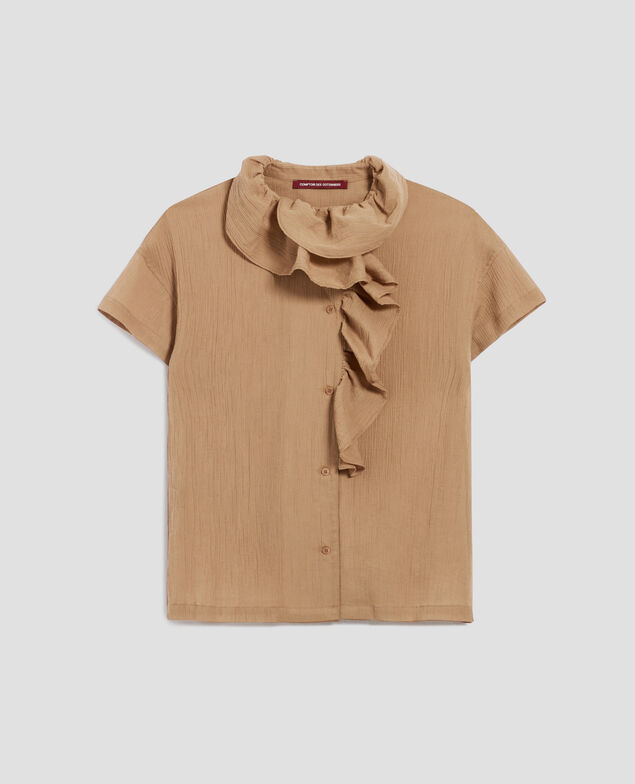 Blusa con volantes de algodón plisado H330 tiger's eye