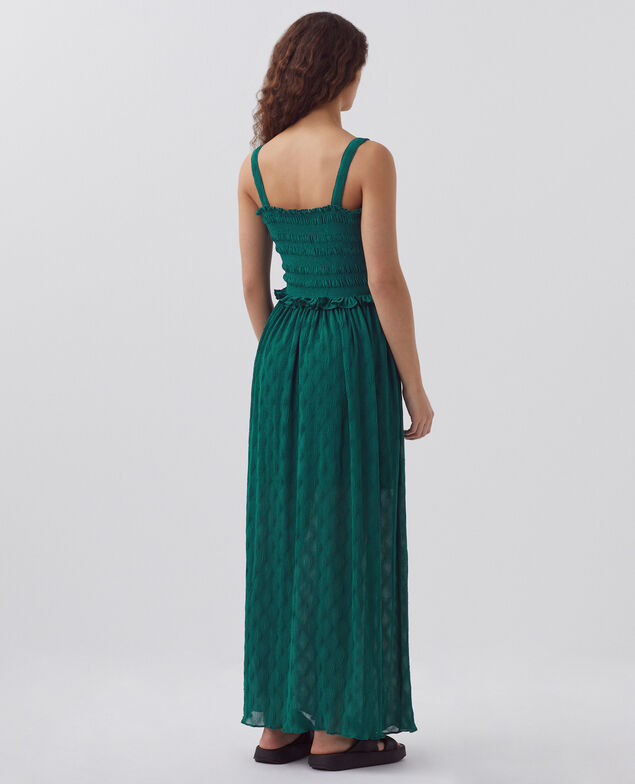 Vestido largo fluido con fruncidos H644 spruced-up blue