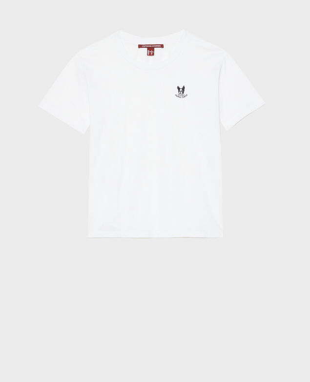 Camiseta bordada de algodón Optical white