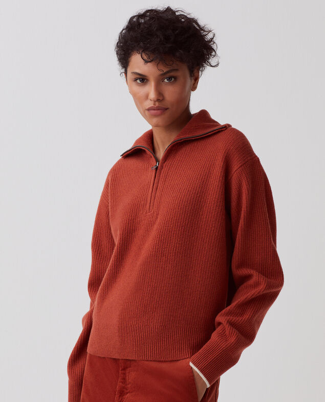 Jersey de lana con cuello de cremallera U270 orange