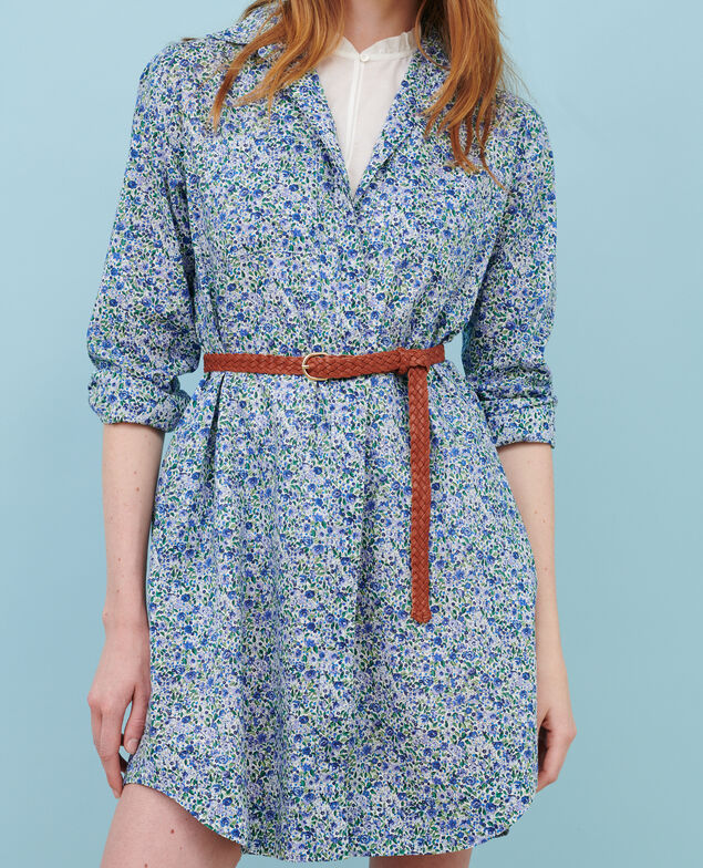 Vestido camisero de algodón 92 print blue