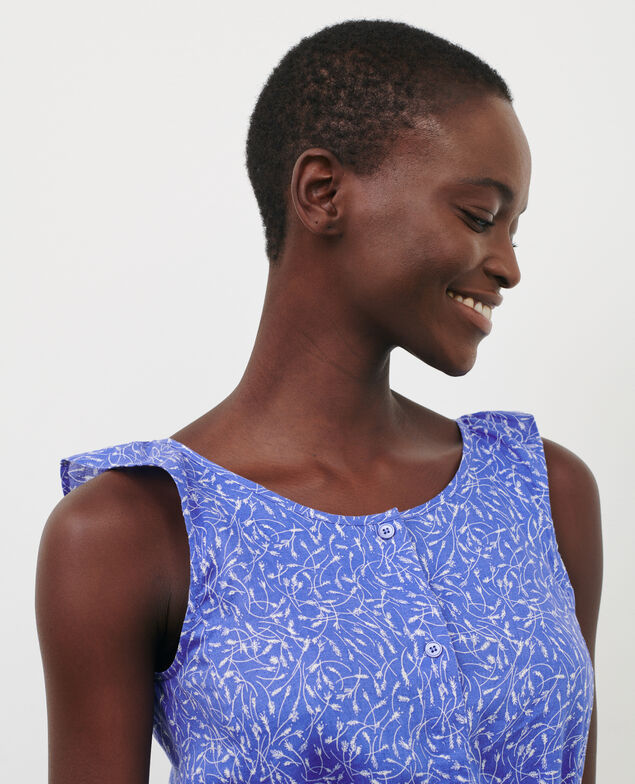 Vestido evasé de lino 91 print blue