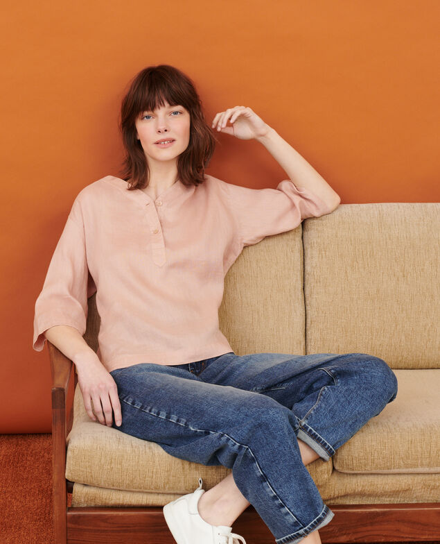 Blusa tunecina de lino 32 beige