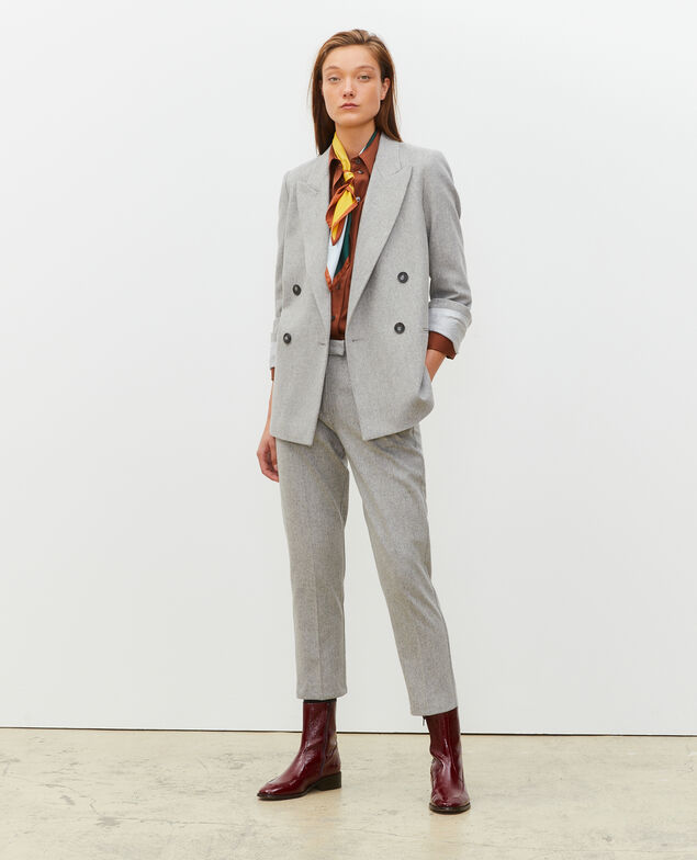 Blazer cruzado de lana Light grey melange