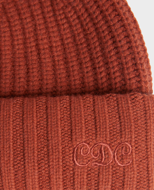 Gorro de lana con las letras "CDC" bordadas Brandy brown