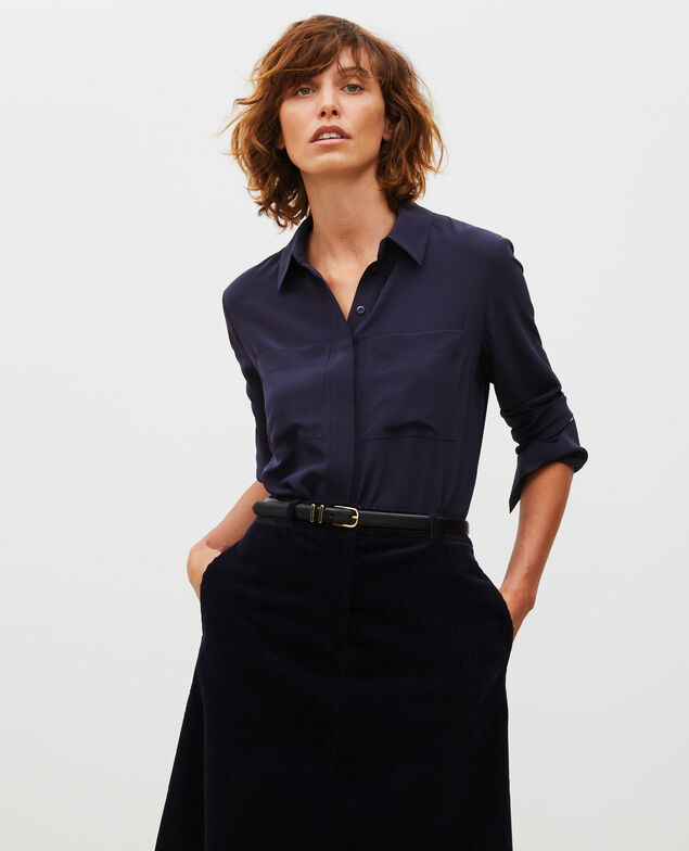 Camisa fluida de seda con manga larga Night sky