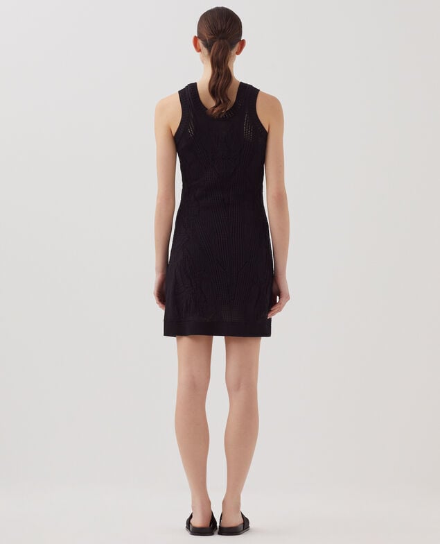 Vestido corto de crochet con motivo floral H091 black beauty