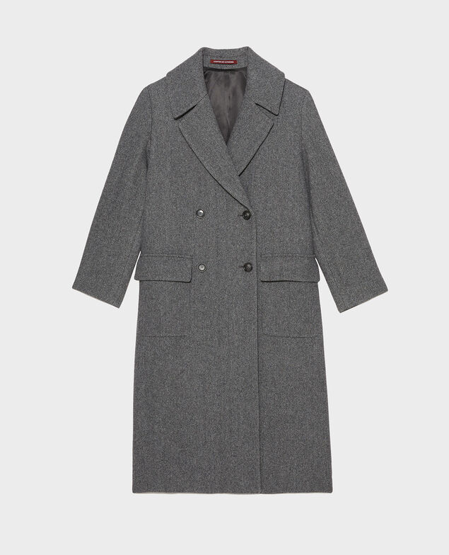Abrigo cruzado oversize de lana Medium grey melange