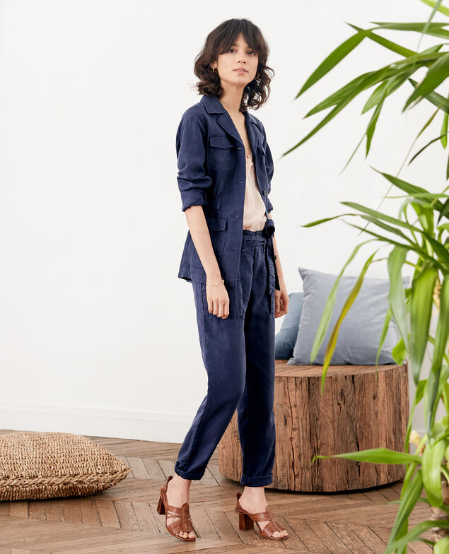 Chaqueta sahariana con lino Marine