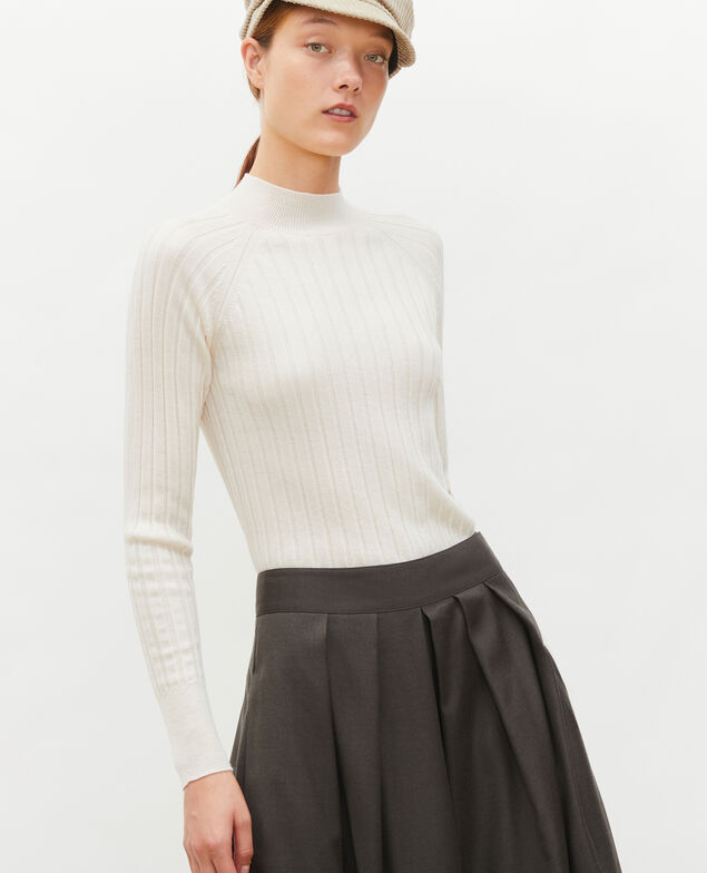  Jersey de canalé con cuello subido de lana merino Jet stream