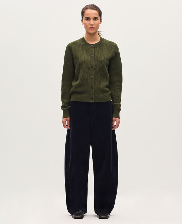 Cárdigan de cuello redondo  U570 olive