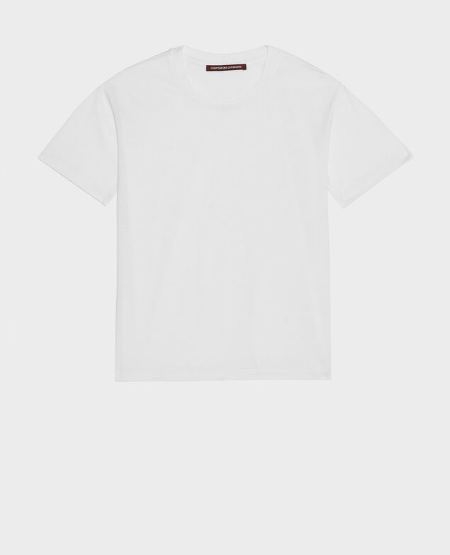 Camiseta de algodón con cuello redondo Optical white