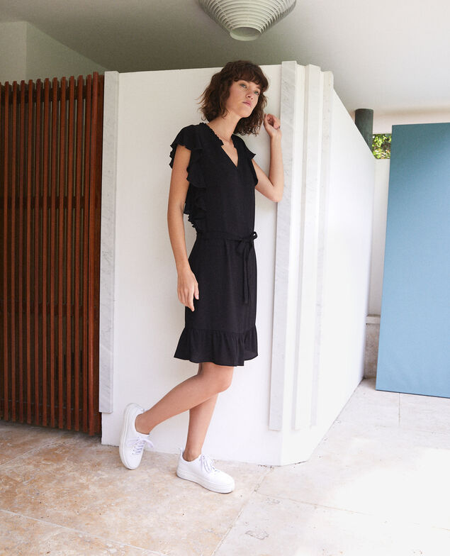 Vestido con volantes Negro