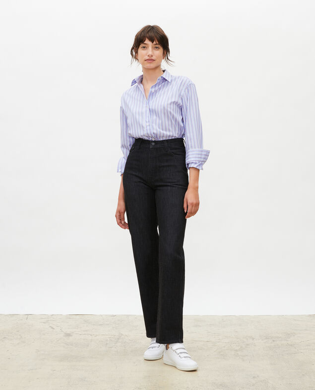REAL STRAIGHT - Jeans negros de talle alto y 5 bolsillos Noir denim