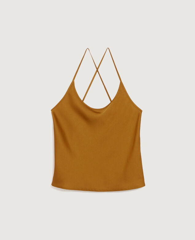 Top satinado con tirantes finos K340 bone brown