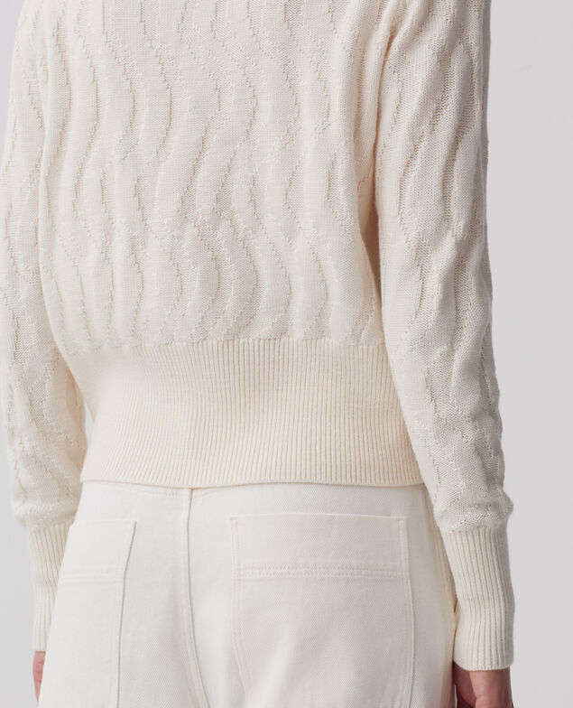 Jersey cuello redondo de lana merino I307 ecru
