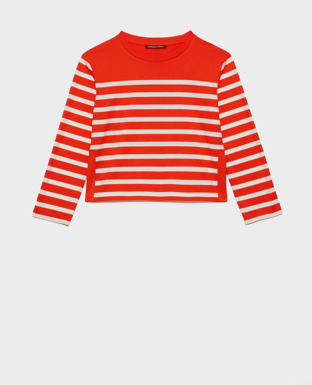 Camiseta rayada de manga larga Stp spicyorange white