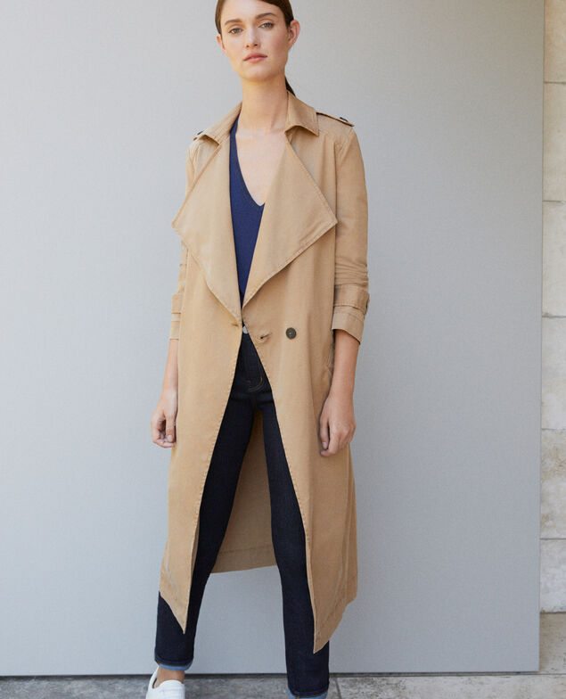 Trench largo fluido Chamois rose
