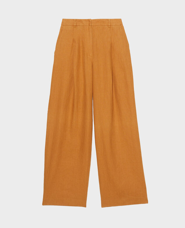 YVONNE - Pantalón ancho de lino 36 brown