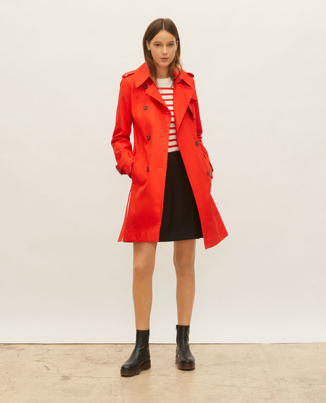 CATHERINE - Trench icónico de algodón Fiery red